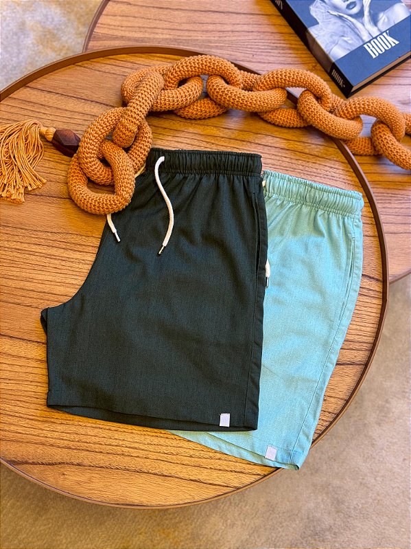 Kit Shorts Linho - Verde Musgo e Verde Água Bruder
