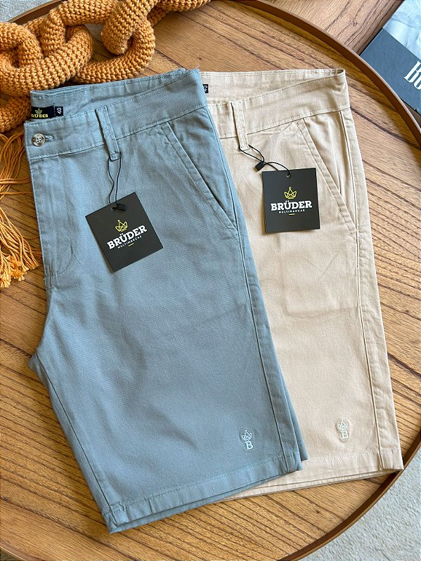 Kit Bermuda Sarja - Bege e Cinza Claro Bruder