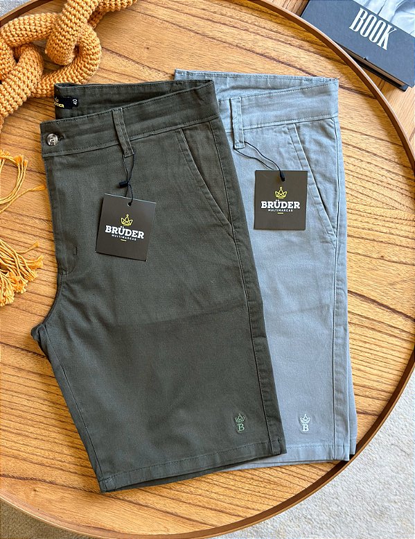 Kit Bermuda Sarja - Verde e Cinza Claro Bruder