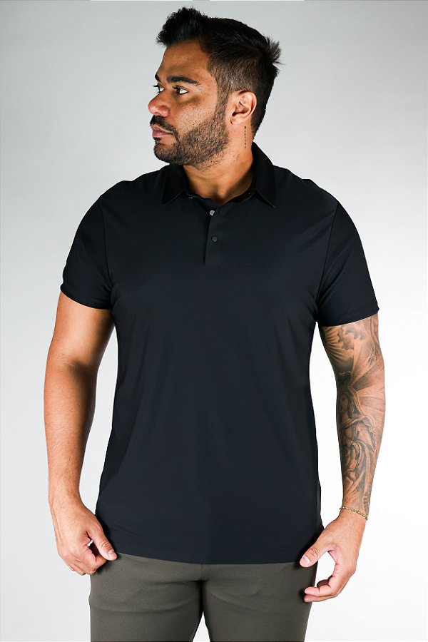 Camisa Polo Poliamida Preta Bruder