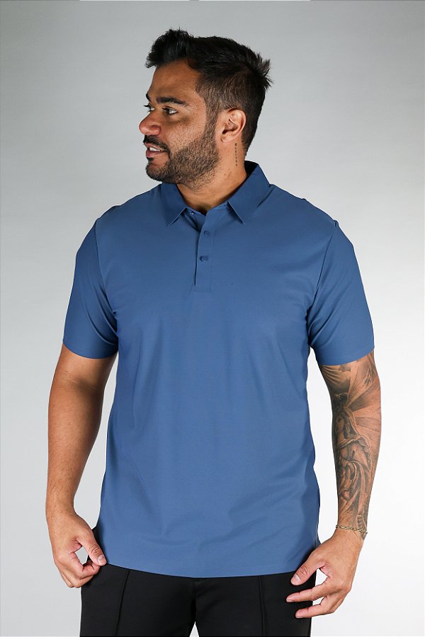 Camisa Polo Poliamida Azul Bruder