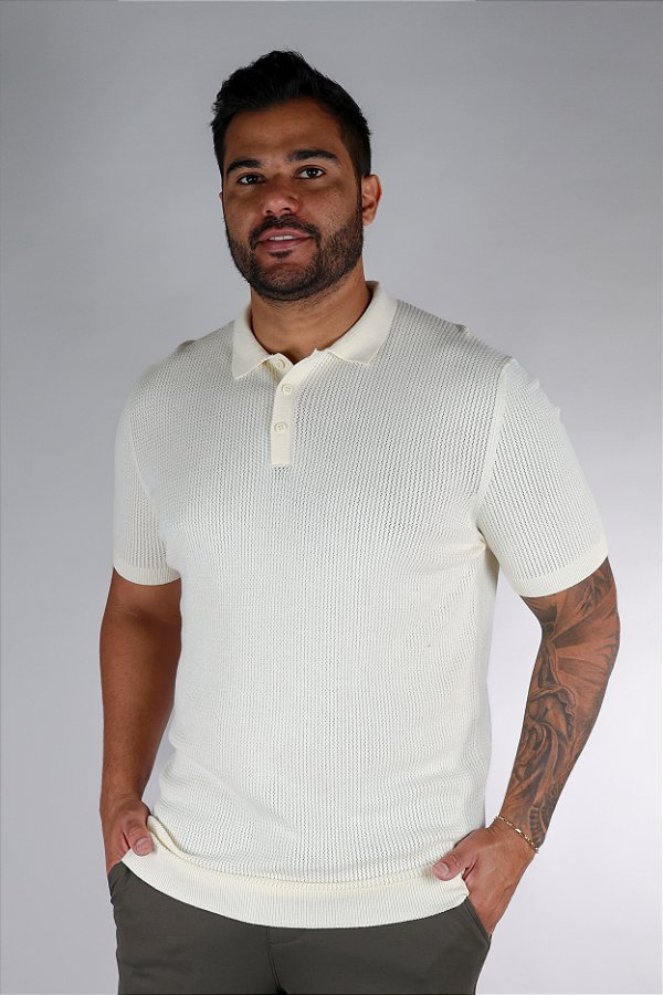Camisa Polo Tricot Branca Bruder