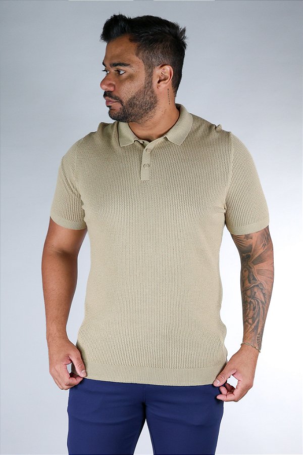 Camisa Polo Tricot Bege Bruder