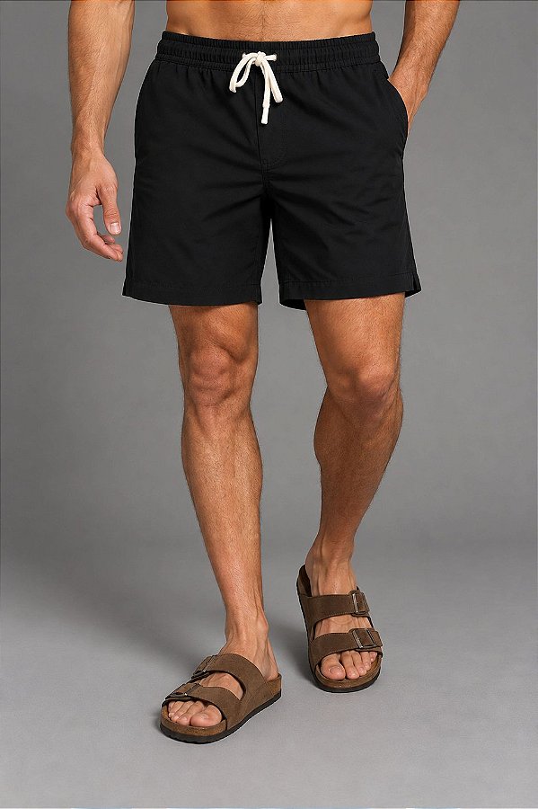 Shorts 100% Algodão Preto Bruder