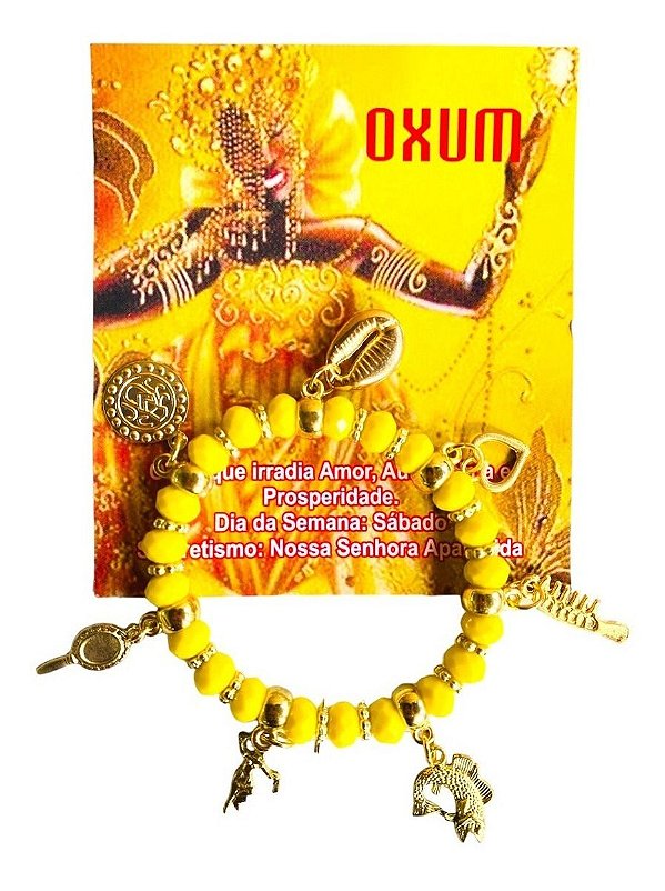 Pulseira Oxum Amarela Ajustável Umbanda Candomblé Promoção