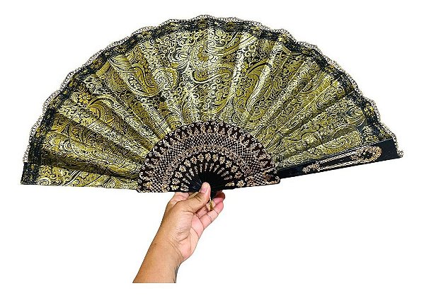 Leque Grande Luxo Pomba Gira Cigana Candomblé Umbanda 35 Cm