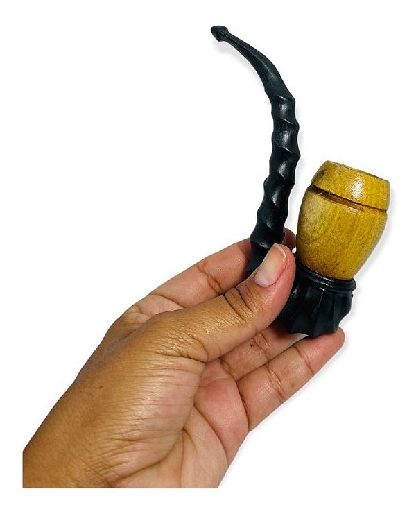 Cachimbo De Madeira De Rosca Curvo Cavalo Marinho Resina