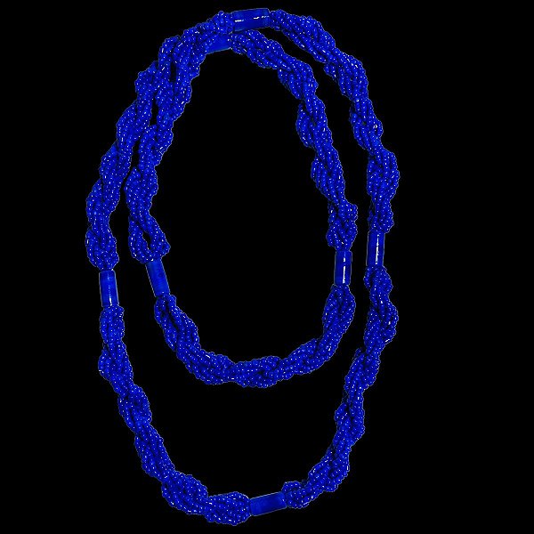 Guia Brajá 7 Fios Trançado Ogum Azul Royal 70cm Umbanda