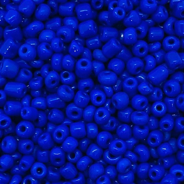 50 Gramas Miçanga Leitosa Azul Royal 4MM - 6/0 Para Guias e Artesanato