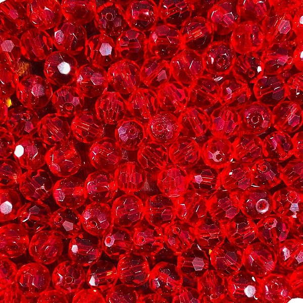 100 Contas De Cristal Vermelho Claro Vidro 10mm Umbanda E Candomble