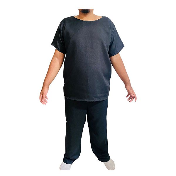 Roupa Ração GG Em Oxford Masculino Preta Candomblé Umbanda