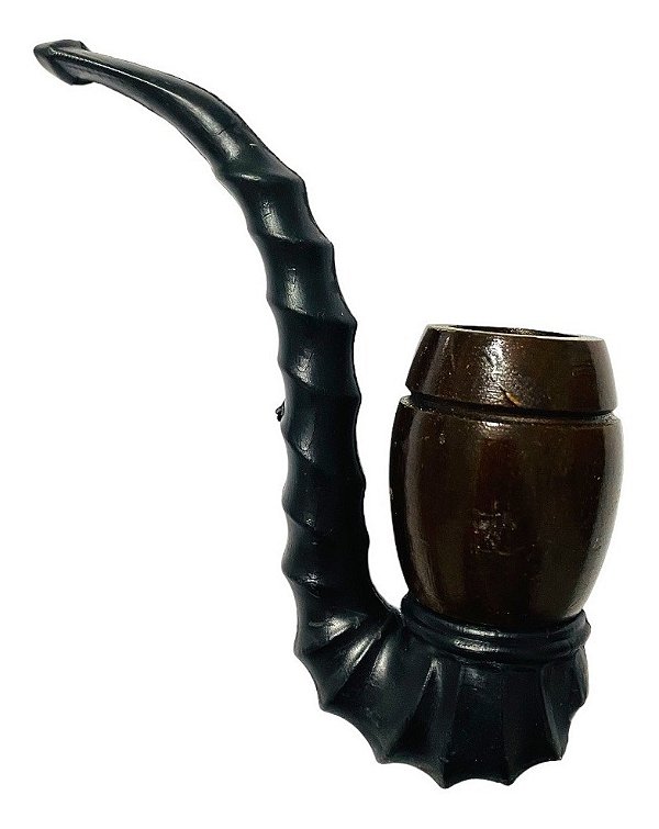 Cachimbo Madeira Escura De Rosca Curvo Cavalo Marinho Resina