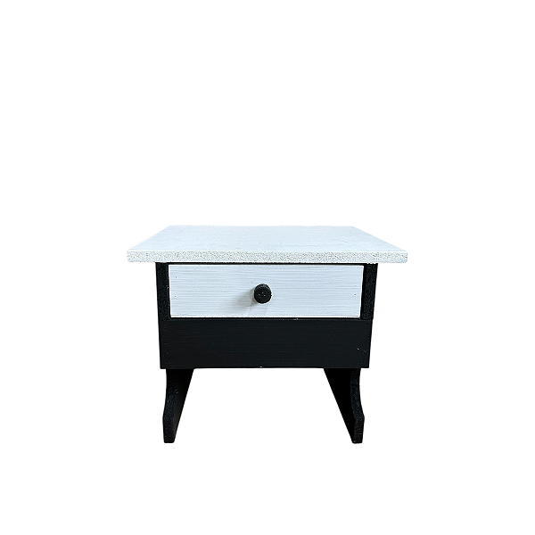 Banco Preto e Branco Com Gaveta  Em MDF Pretos Velhos