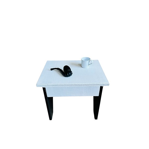 Kit Banco Madeira Preto Branco Cachimbo Preto Caneca Branca