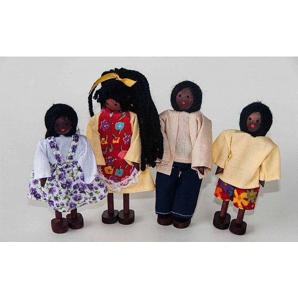 Kit Bonecos Família Negra (4 bonecos) - Bonecas Edna