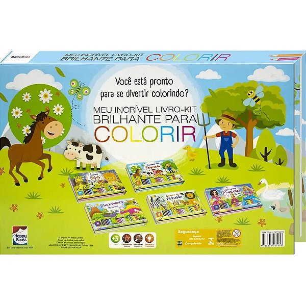 Meu Incrível LIVRO-KIT Brilhante para Colorir: Animais da Fazenda - Happy Bo