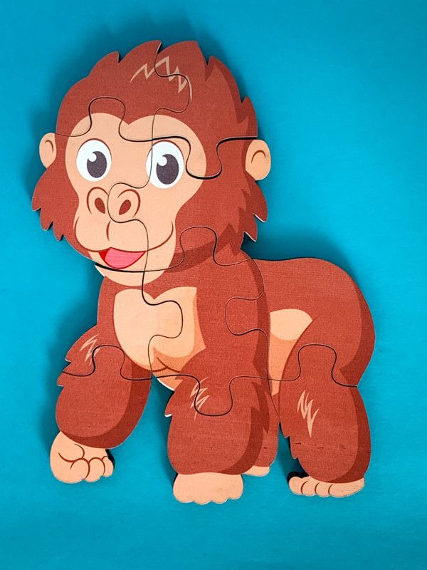 Quebra cabeça educativo MACACO - Peças de encaixe em madeira