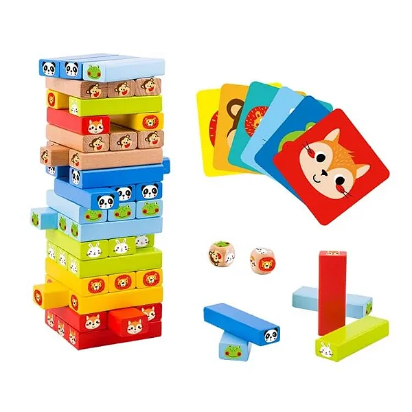 Jogo Jenga Animal com Dados - Diversão e Aprendizado com a Tooky Toy