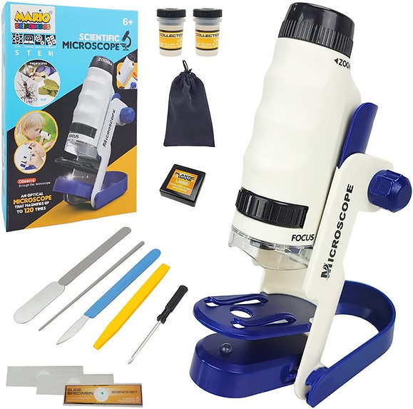 Kit Microscópio Infantil Brinquedo De Cientista Portátil
