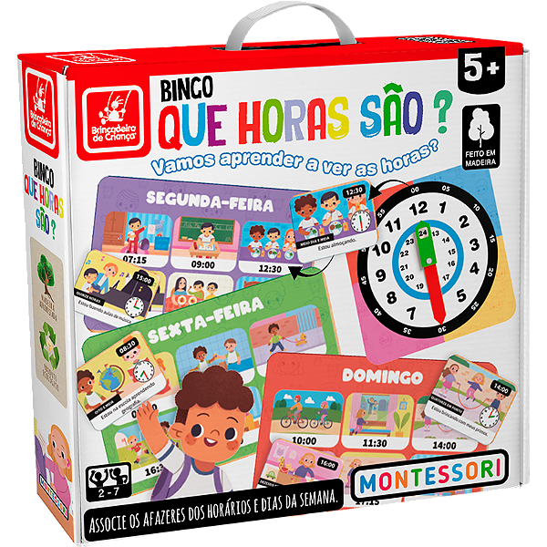 Bingo Que Horas São Montessori - Brincadeira de Criança