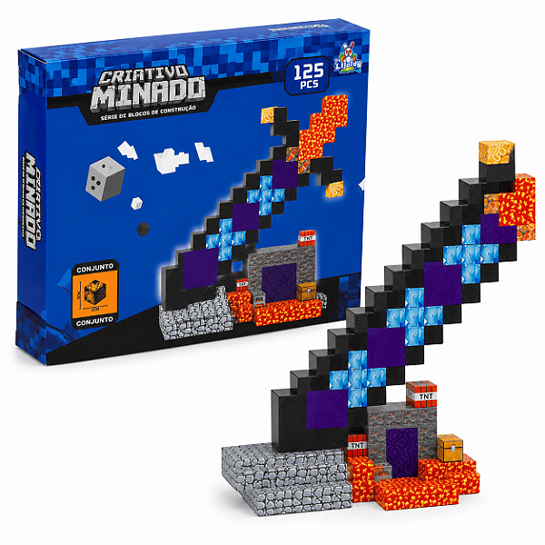 Blocos de Montar Minado Espada Pixel 125 Peças
