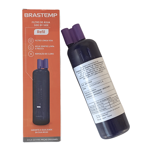 Filtro Água Interno Refil Geladeira Side By Side Brastemp BRS75 BRS62 BRS70 BRS80 W10510889 Original