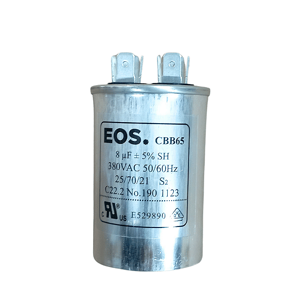 Capacitor 8 Uf 380V com Terminal Corpo Alumínio