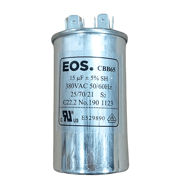 Capacitor 15 Uf 380V com Terminal Corpo Alumínio
