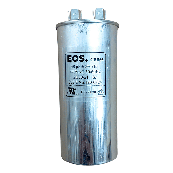 Capacitor 60 Uf 440V com Terminal Corpo Alumínio
