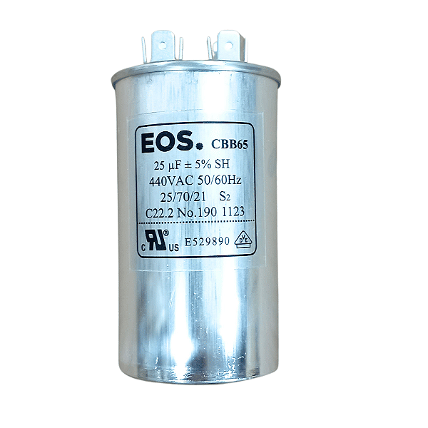 Capacitor 25 Uf 440V com Terminal Corpo Alumínio