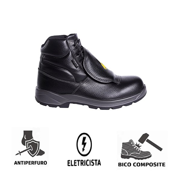 Botina Manobreira Antiperfuro Bico de Composite com Metatarso Eletricista CA 51596 Idol -