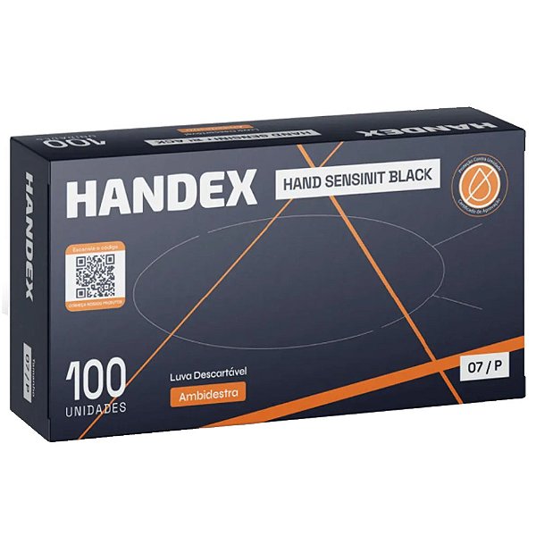 Luva Nitrílica sem Amido Hand Sensinit Black CA 51468 Handex -