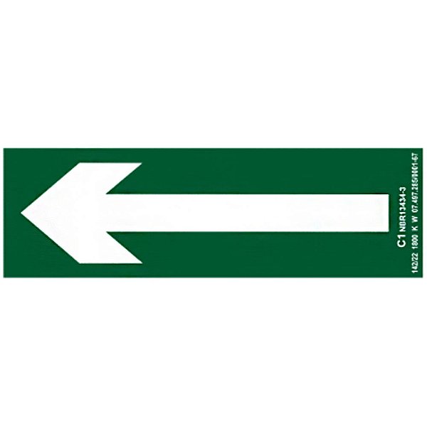 Placa C1 Direção Rota de Saída de Emergência Fotoluminescente 7 x 20 x 1 PAF-92  Encartale