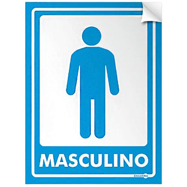 Adesivo 15 x 20 AV-625 - Banheiro Masculino (Azul)   Encartale