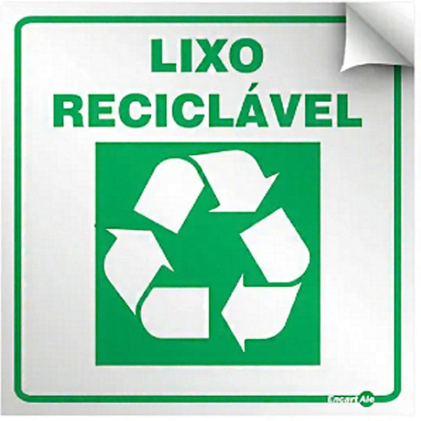 Adesivo 18 x 18 para Lixeira AV-44 - Lixo Reciclável  Encartale