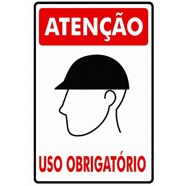 Placa Atenção Capacete Uso Obrigatório 30 x 20 x 0,80 PS-84  Encartale