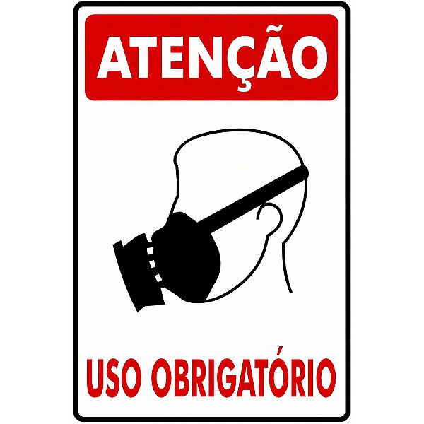 Placa Atenção Máscara com Filtro Uso Obrigatório 30 x 20 x 0,80 PS-155  Encartale