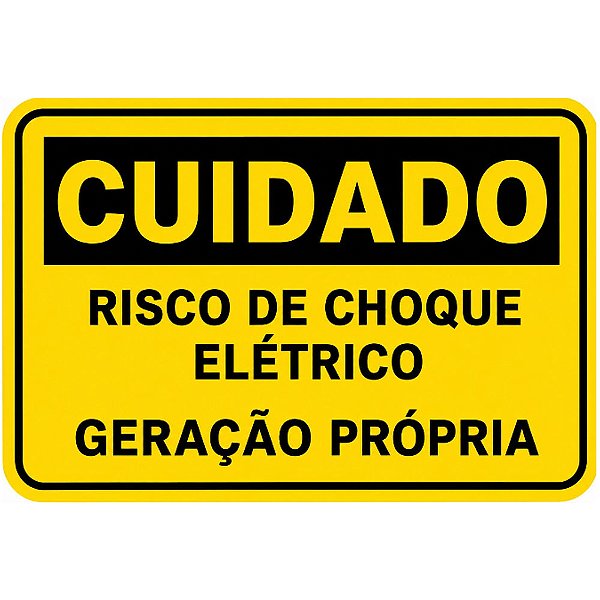 Placa Cuidado Risco de Choque Elétrico Geração Própria 15 x 20 x 0,80 PS-887  Encartale