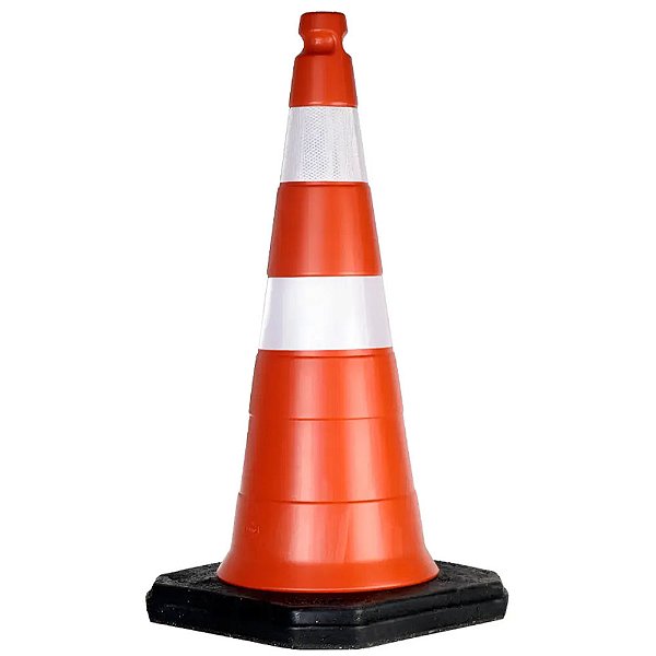 Cone Obra Tipo II Base Borracha Pesada Quadrada 4,2Kg