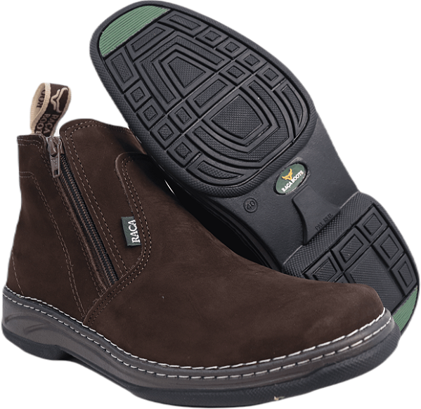Botina Zipper Nobuck Peao Costura Lateral Raça Boots
