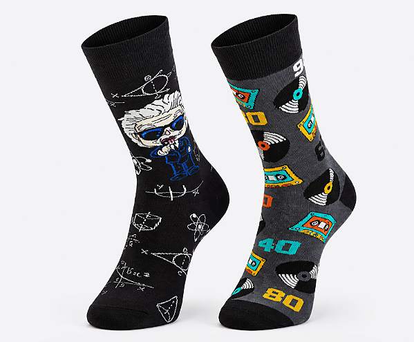 Meia masculina divertida - 1 kit com 2 pares sortidos