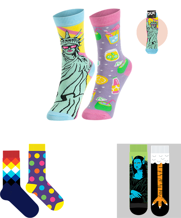 Meia Feminina Divertida - Kit com 2 pares sortidos