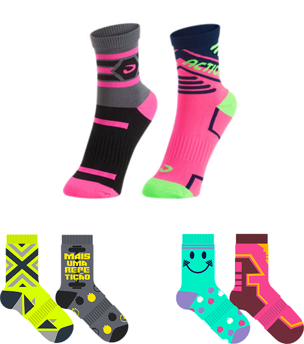 Meia Corrida Academia Feminina - kit com 2 pares