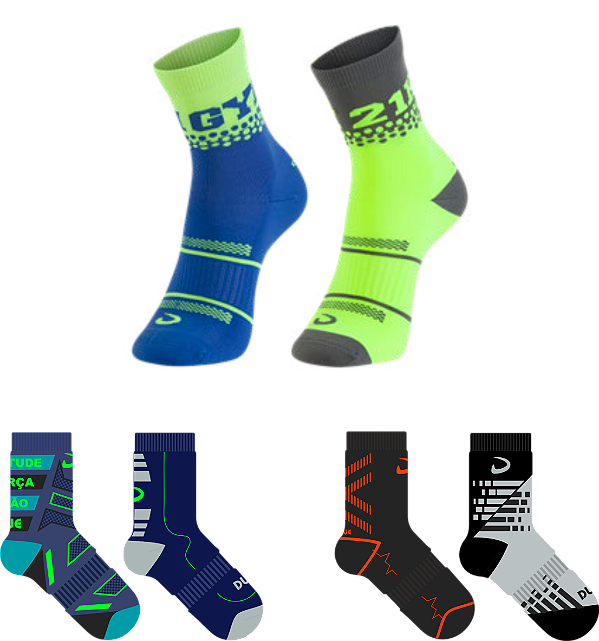 Meia Corrida Academia Masculina - kit com 2 pares