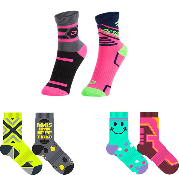 Meia Corrida Academia Feminina - 1 kit com 2 pares