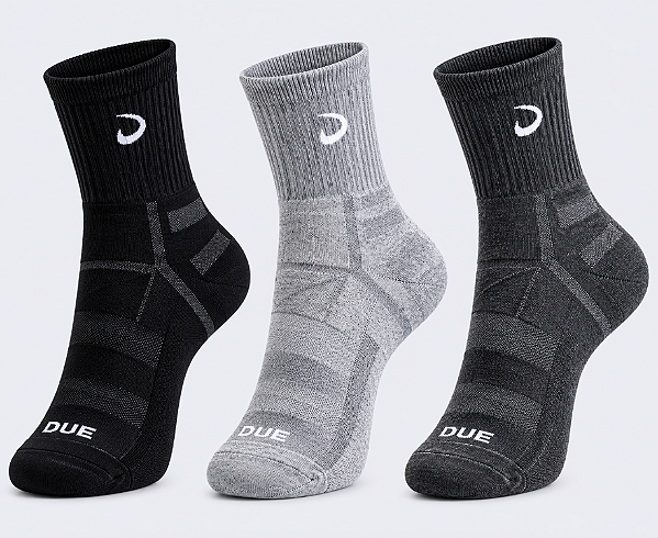 Meia canelada masculina cano médio - 1 kit com 3 pares sortidos
