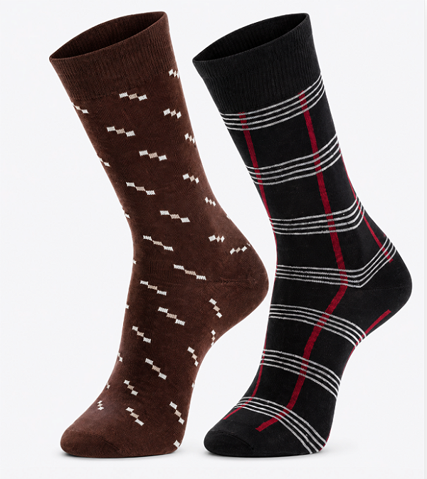Meia casual masculina Barcelona - 1 kit com 2 pares sortidos