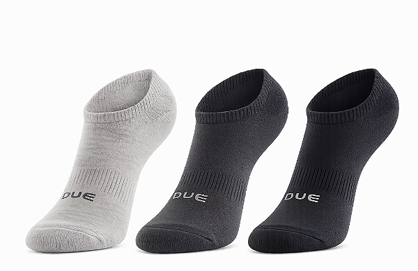 Meia invisível juvenil malha retida masculina - 1 kit com 3 pares sortidos