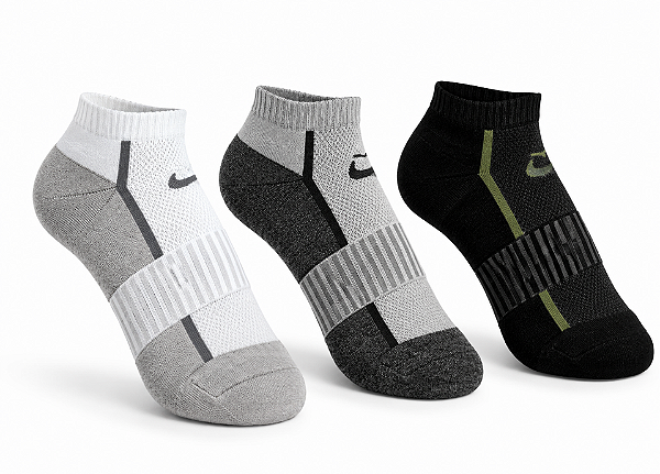 Meia sapatilha masculina tamanho especial - 1 kit com 3 pares sortidos