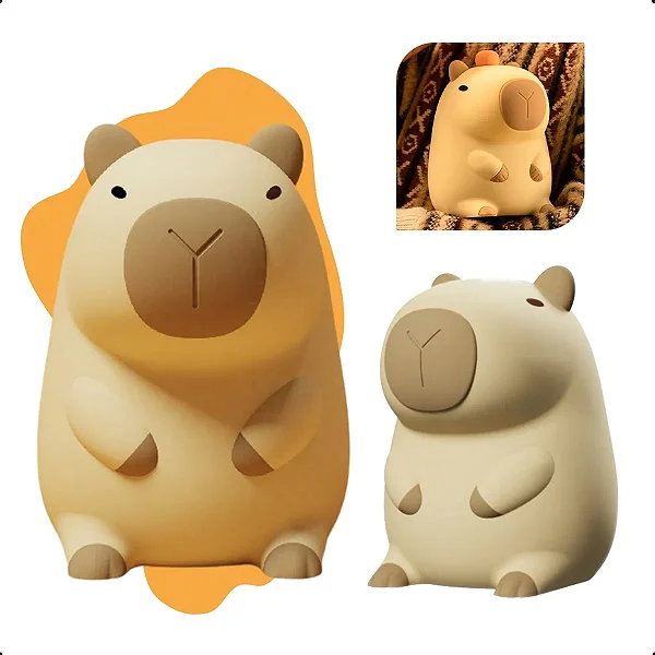 Luminária Lâmpada Silicone Capivara Led Abajur Noturna Recarregável Touch Control Infantil Colorida